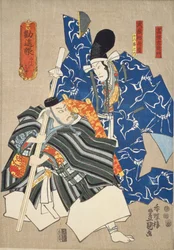 Kanjincho: Ichikawa Ebizo V come Musashibo Benkei a sinistra e Ichikawa Danjuro VIII come Togashi Saemon a destra